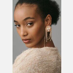 NWT Anthropologie Sunset Beaded Looped Drop Earrings Pink